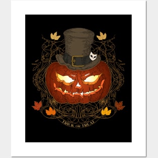 Halloween Jack o Lantern original character vintage drawing with Trick or treat. Posters and Art